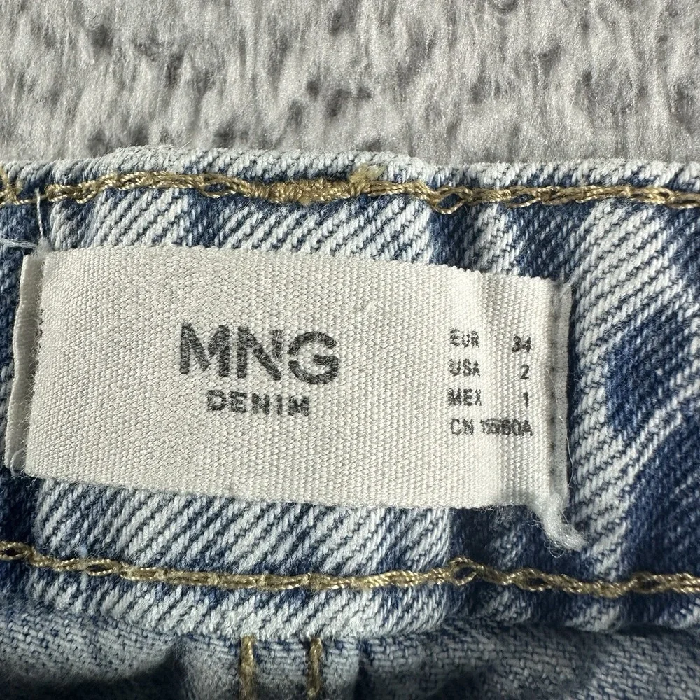 MNG Mango Jeans Womens 2 Wide Leg High Waisted Relaxed Raw Hem 26x31 - Picture 8 of 10